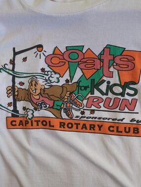 Single Stitched Coats for Kids Run Graphic Tee - White with Orange & Green XXL